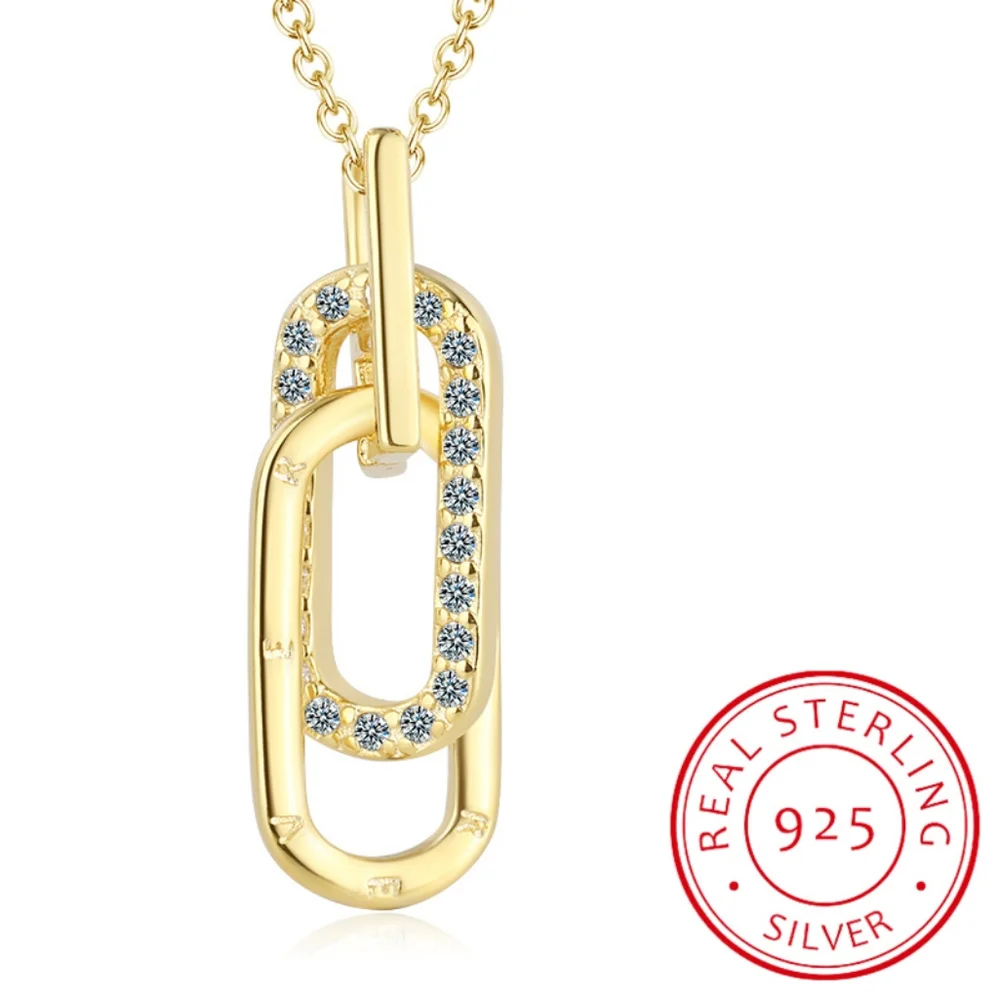 14k gold & sterling silver diamond necklace - Picture 5 of 7